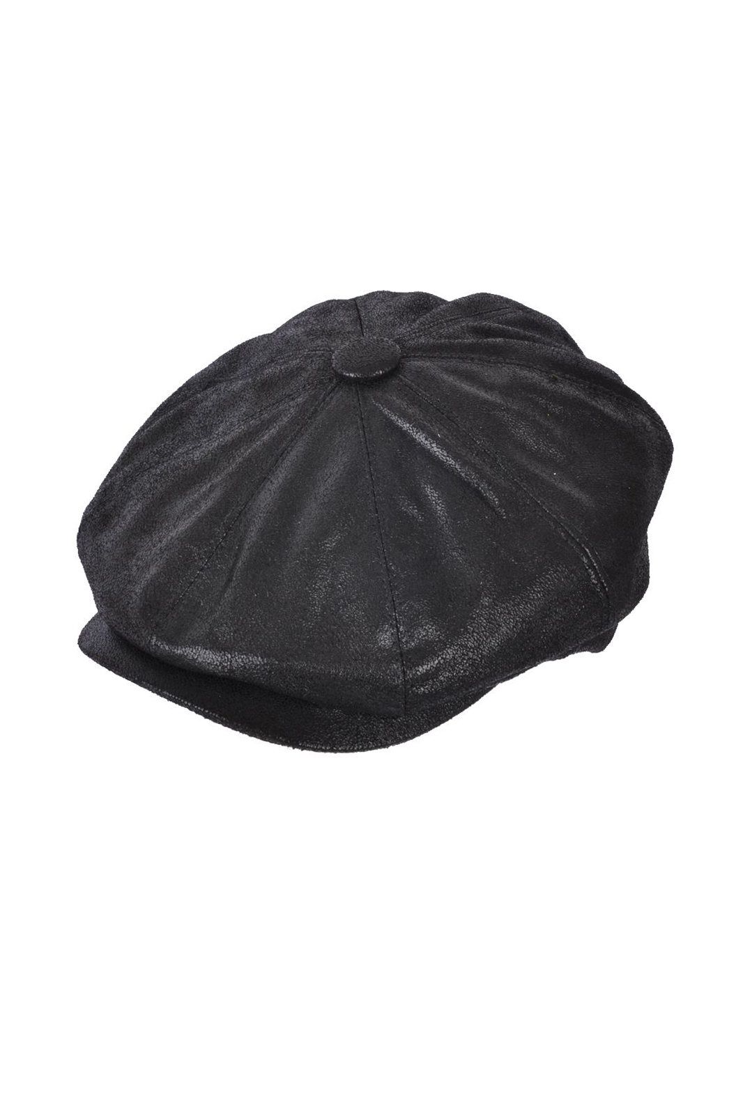 Maz PVC Leather look Newsboy Cap Black