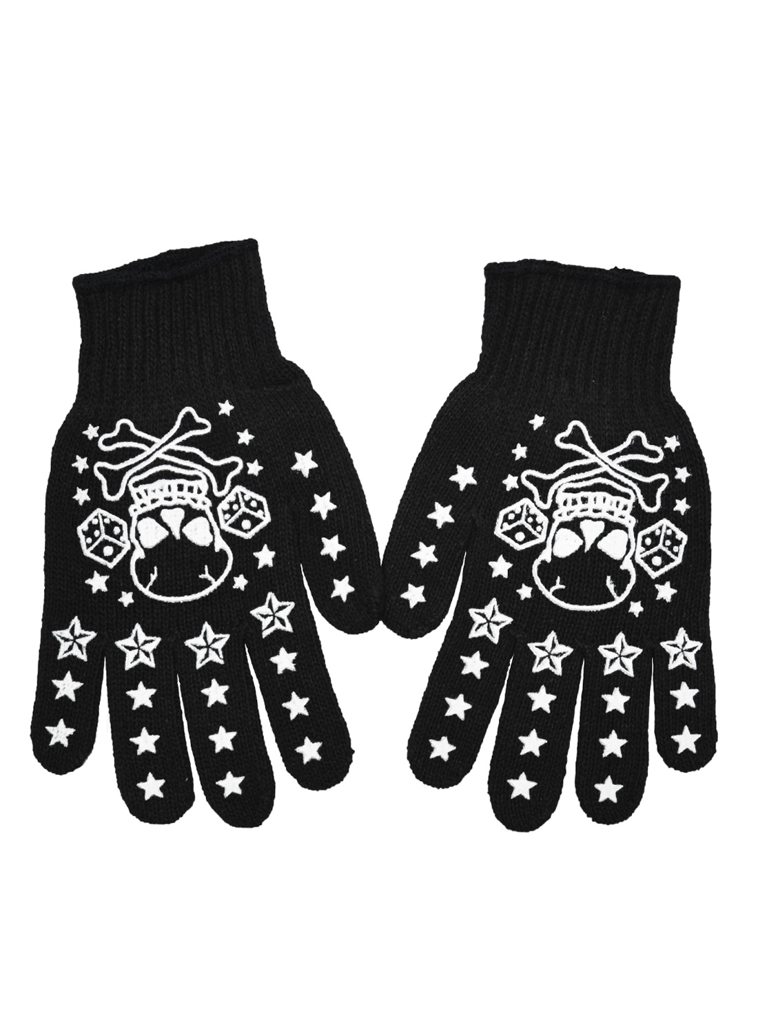 Skulls And Stars Knit Gloves