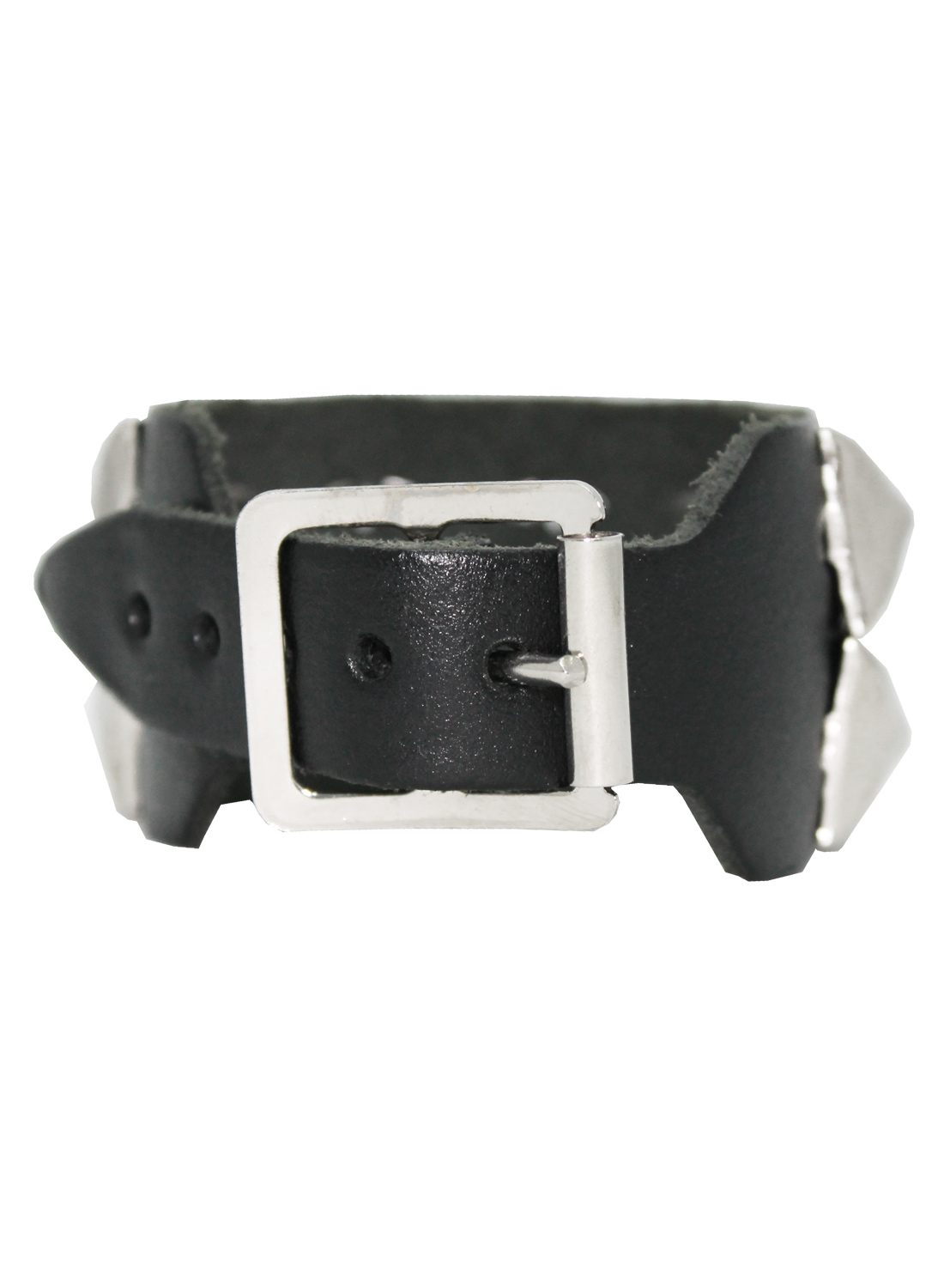 2 Row Pyramid Stud Leather Wristband