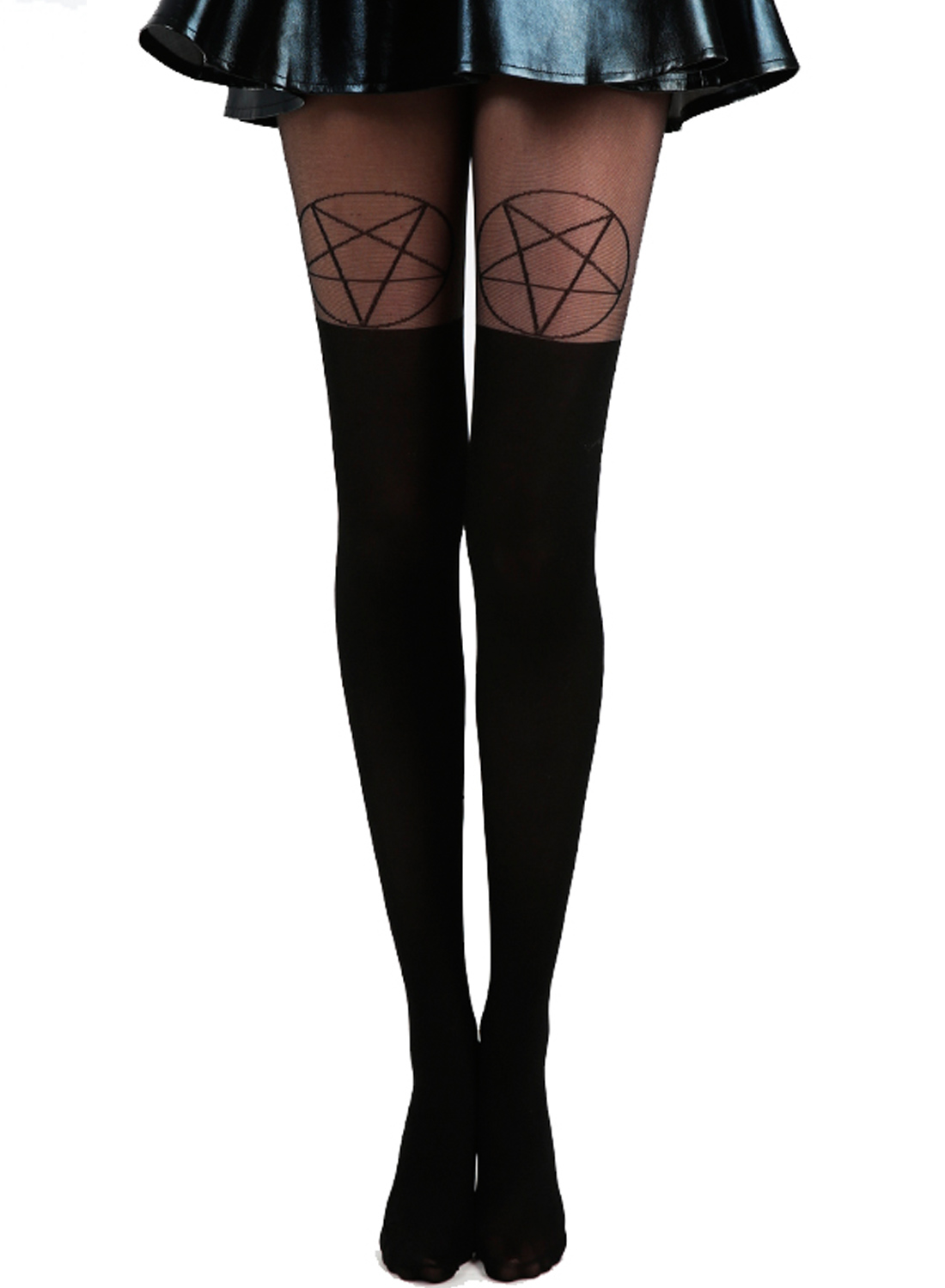 Pentagram Overknee Tights Blk