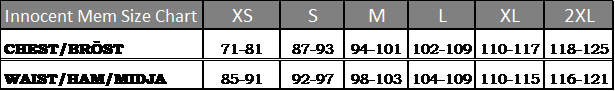 innocent men size chart