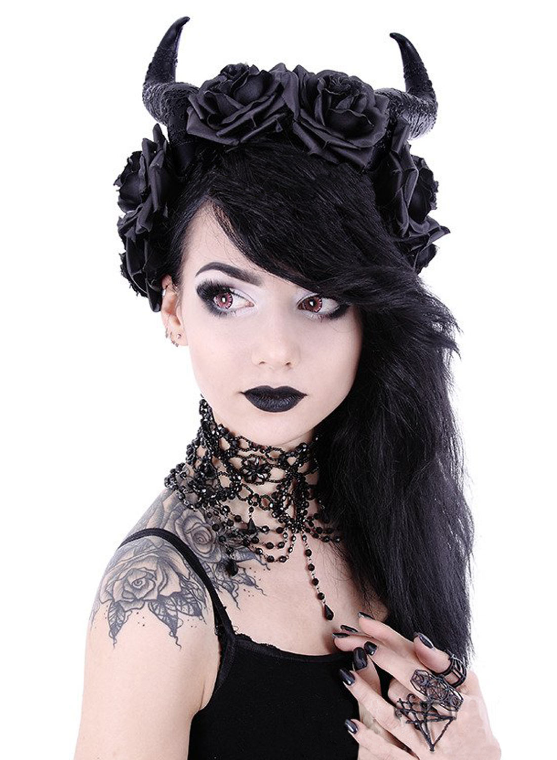 Evil Horn& Roses Headband