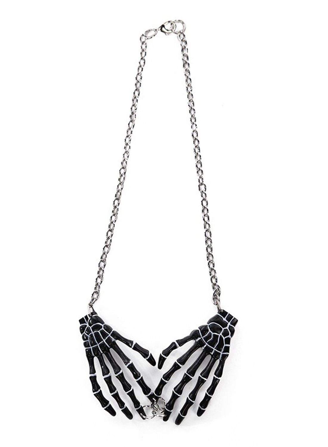 Skeleton Hands Necklace Black