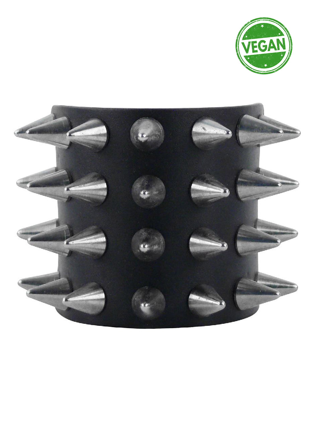 4 Row Con Spike Vegan Leather Wristband