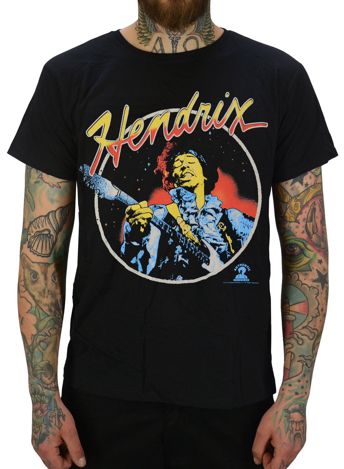Jimi Hendrix Script Circle T-shirt