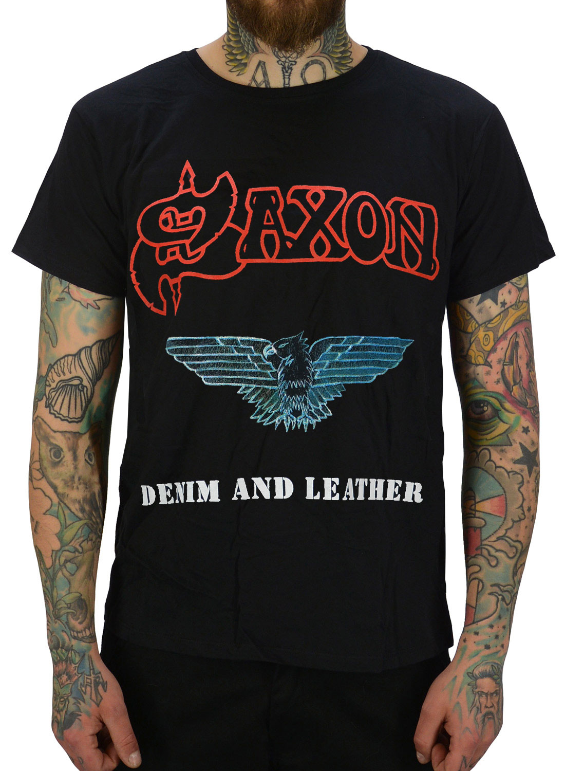 Saxon Denim & Leather T-shirt