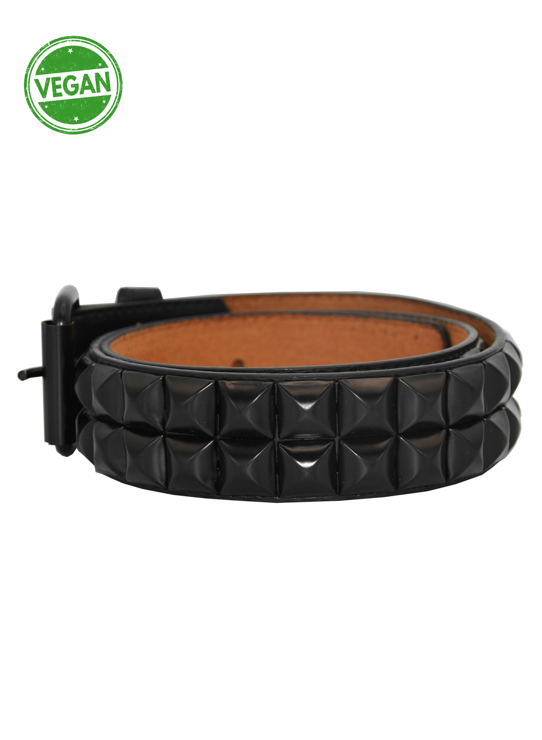 2 Row Black Pyramid vegan Belt